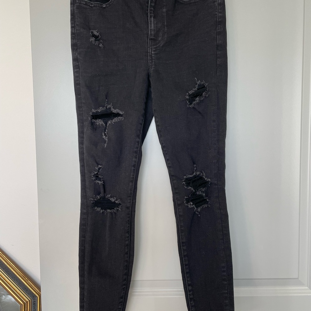 American Eagle Black Distressed Skinny Jeans